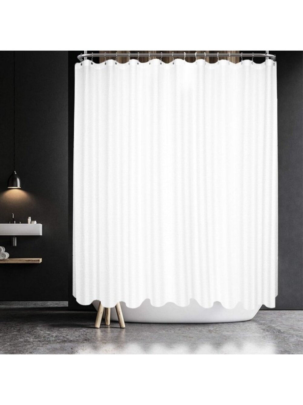 Barossa Design 180x84 Extra Long & Extra Wide Shower Curtain White